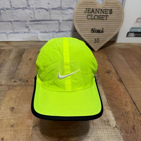 NIKE FeatherLight Cap Hat Dri Fit Running Tennis Volt Neon Lime Green Yellow main image 7